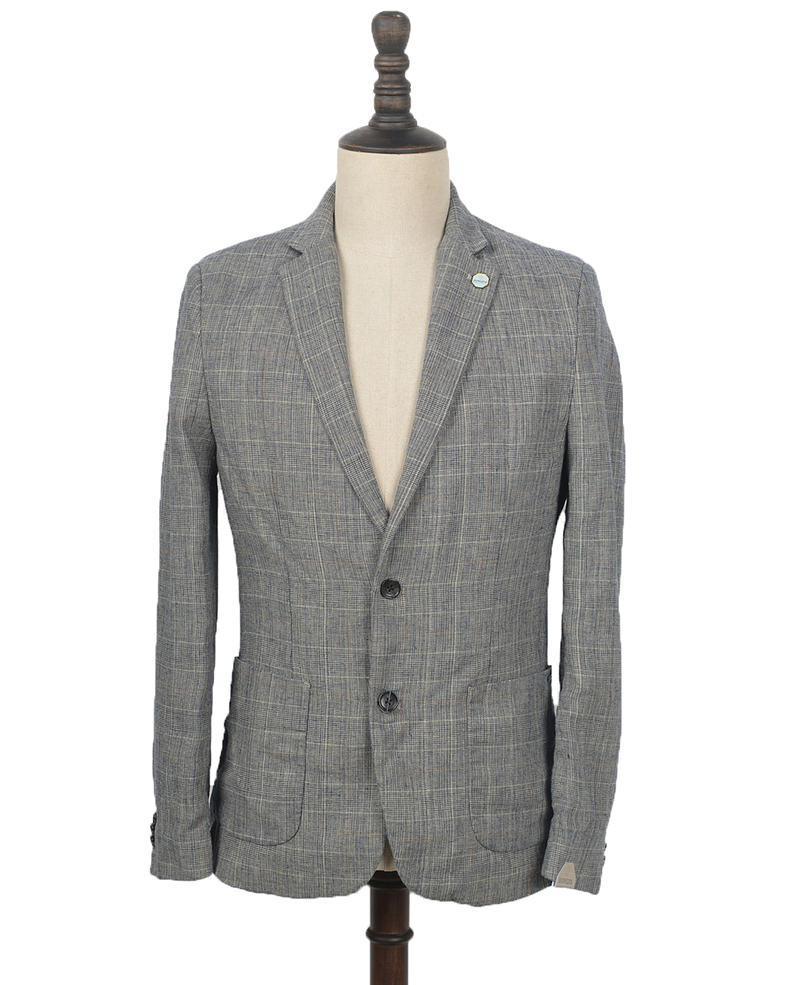 111340 mens blazer check on linen