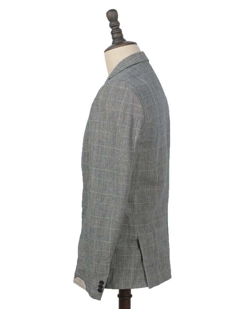 111340 mens blazer check on linen