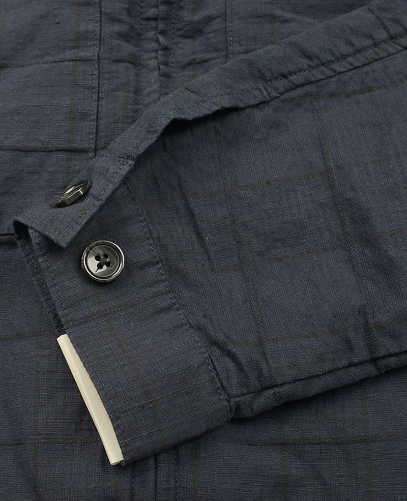 Mens jacket linen dobby check