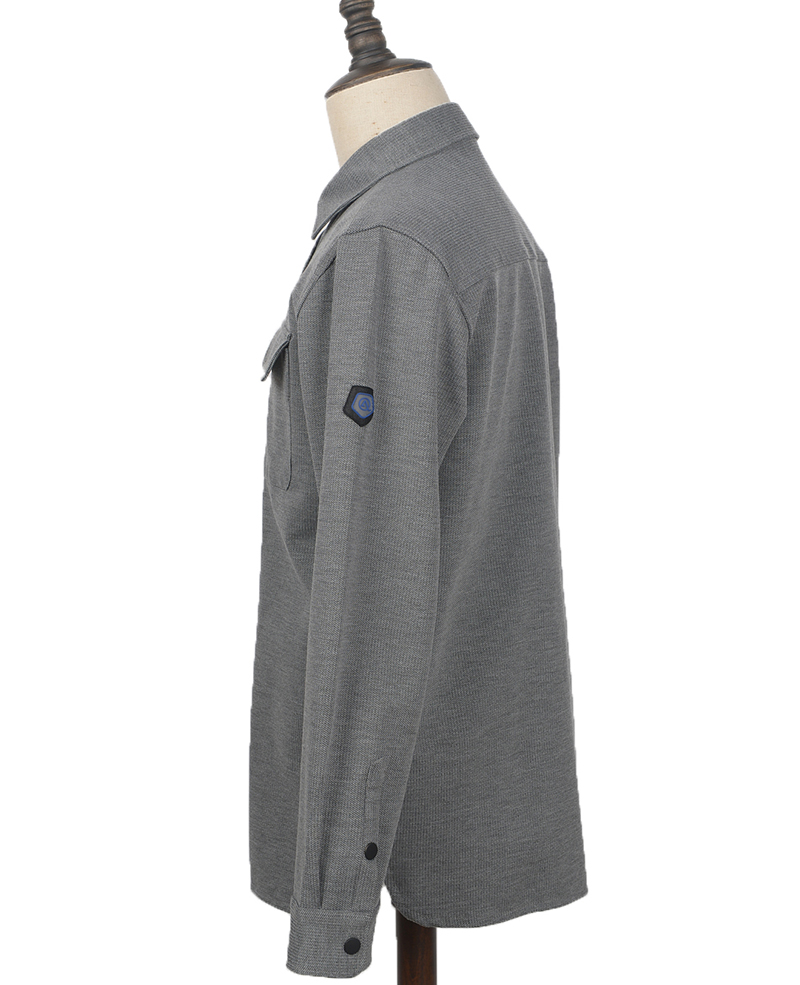 410915 mens overshirt melange grey knit