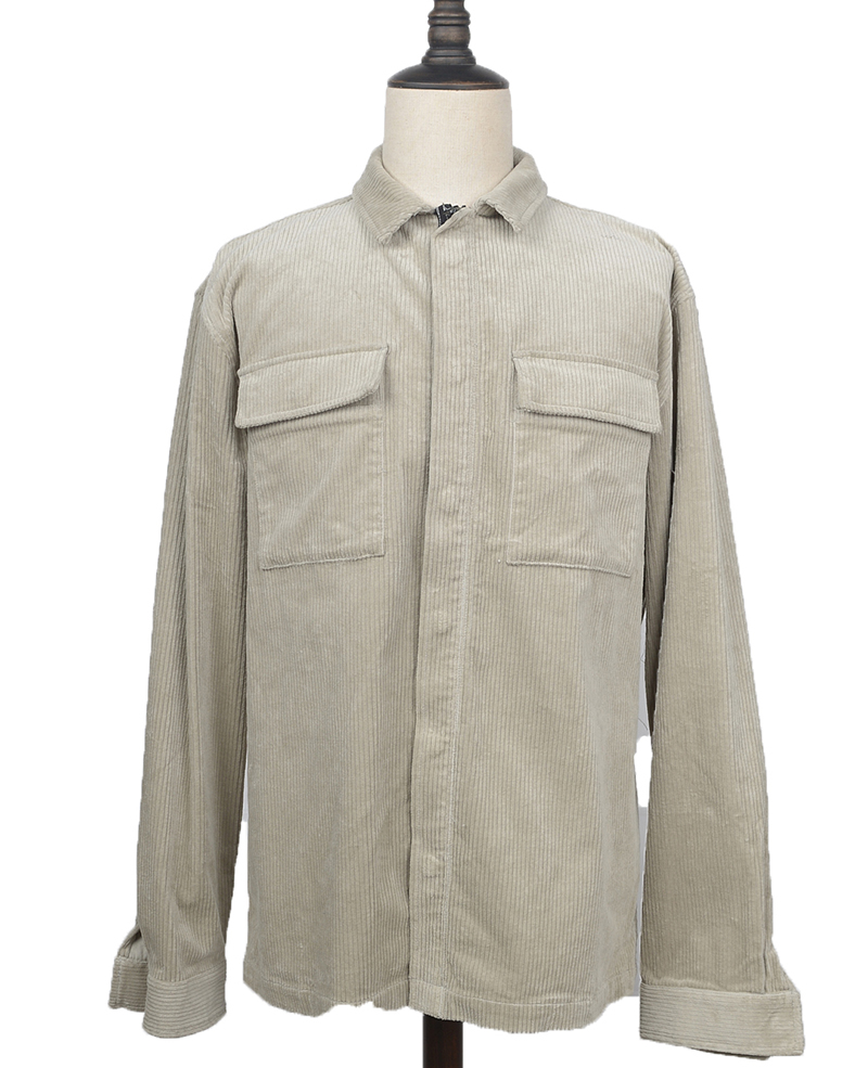 Mens overshirt heavy corduroy 410907 col stone