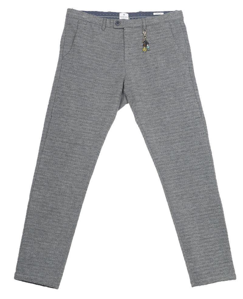 Mens pants burshed knit herringbone melange