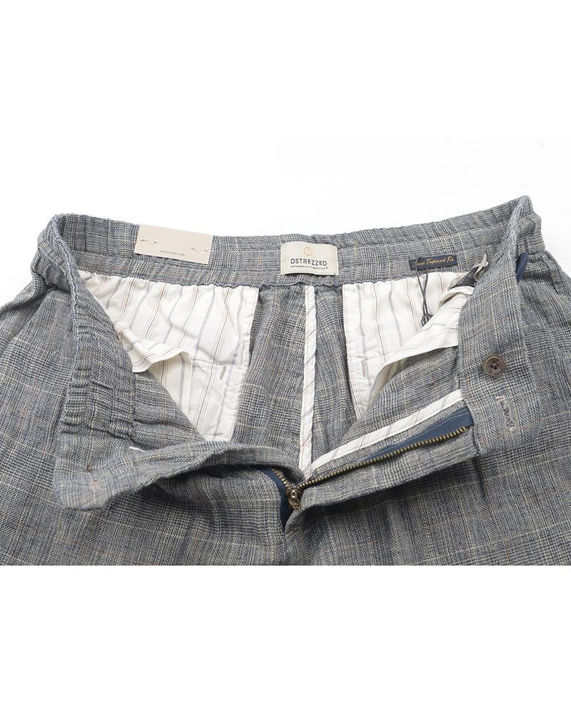 Mens pants check on linen 501724