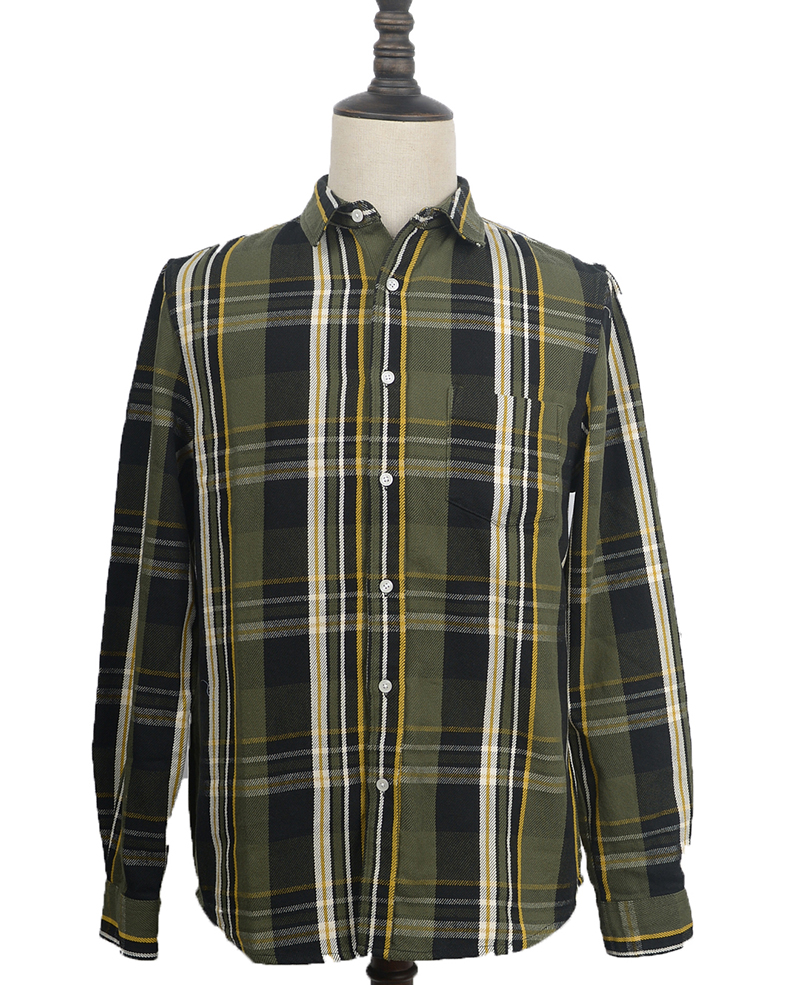 AC3W823 MENS SHIRTS OLIVE PLAID