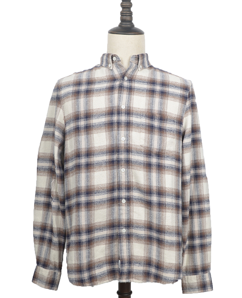 AC3W826 mens shirts natural plaid