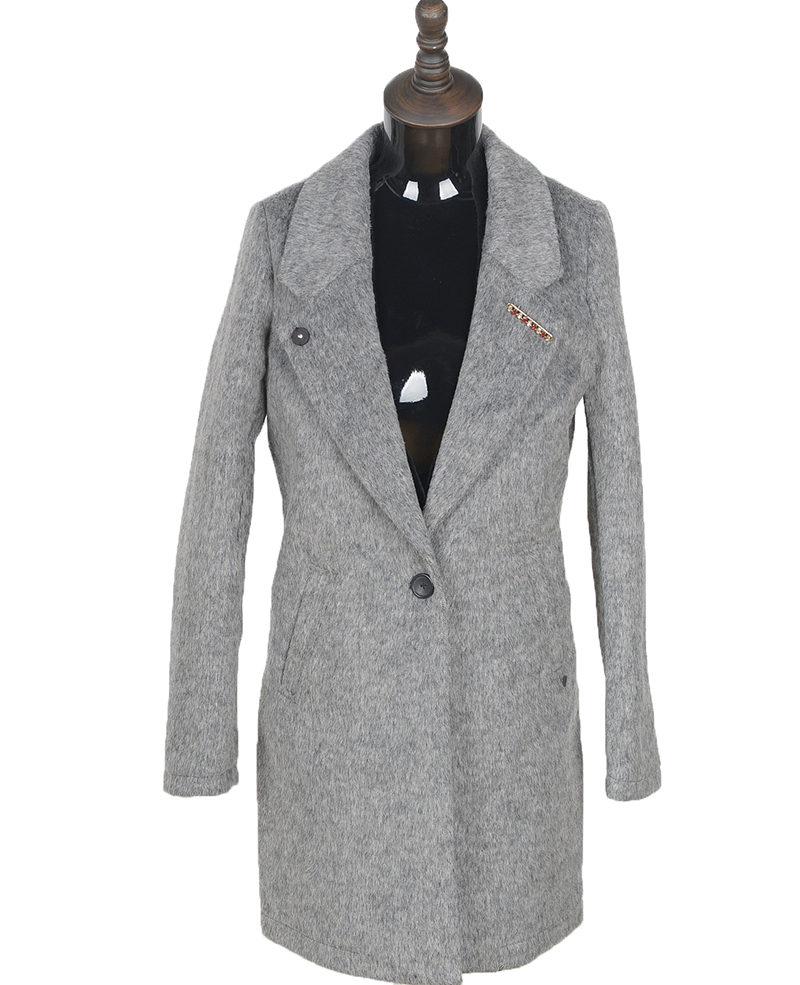 145052 ladies wool coat Grey Mel