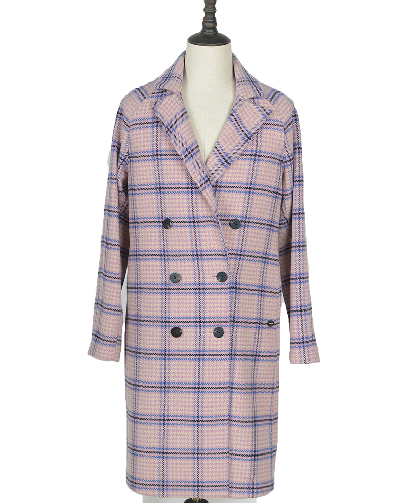 163613 Ladies wool coat pink plaid