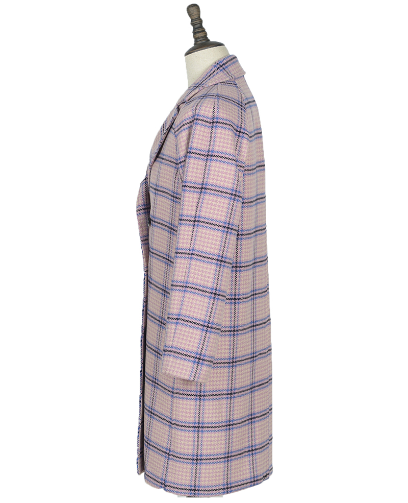 163613 Ladies wool coat pink plaid