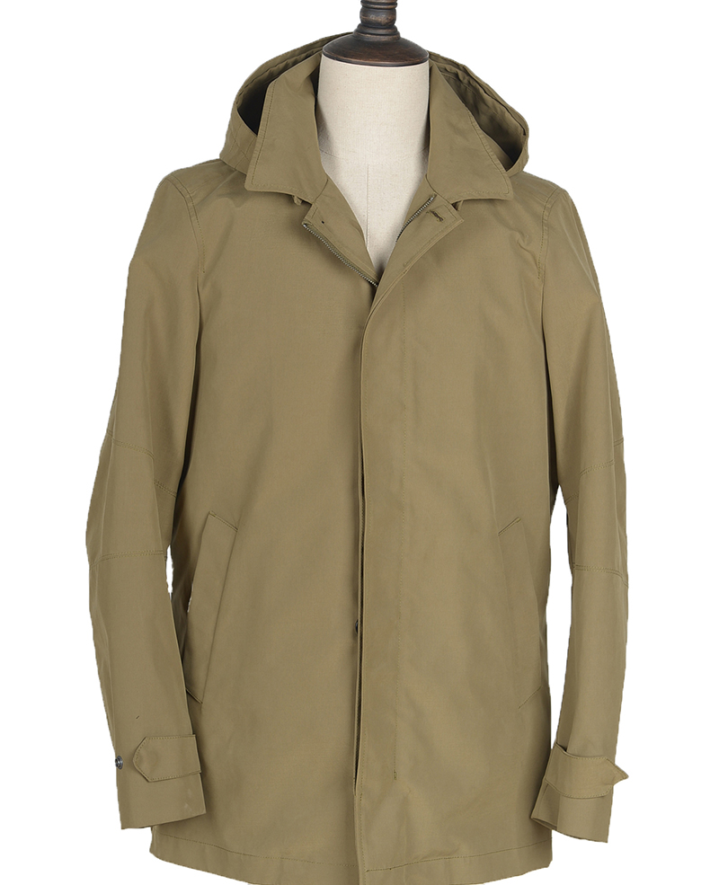 M8J003(DH) Trench coat bonded with detachable hood olive